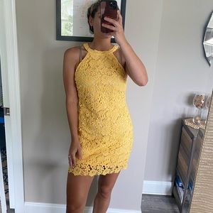 Yellow lace lulus mini dress
